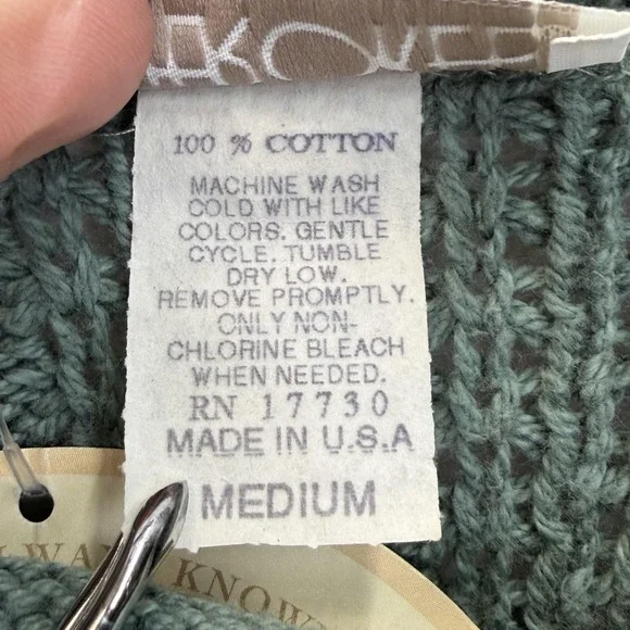 NWT Cherokee Sweater Womens M Green Cable Knit Pullover Roll Crew Neck VTG USA - Picture 5 of 8